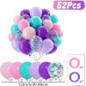 QIFU 50 Ballons En Latex Motif Sirène,Ballon Violet Rose Bleu Ballon Confettis Pourd Decoration Anniversaire Fille Mariage Baby 