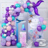 QIFU 50 Ballons En Latex Motif Sirène,Ballon Violet Rose Bleu Ballon Confettis Pourd Decoration Anniversaire Fille Mariage Baby 
