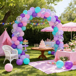 QIFU 50 Ballons En Latex Motif Sirène,Ballon Violet Rose Bleu Ballon Confettis Pourd Decoration Anniversaire Fille Mariage Baby 