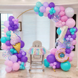 QIFU 50 Ballons En Latex Motif Sirène,Ballon Violet Rose Bleu Ballon Confettis Pourd Decoration Anniversaire Fille Mariage Baby 