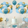 Ballons Anniversaire Bleu Sable Blanc Or, 52 Pièces Ballon Bleu Blanc Doré, Ballons De Bleu Marine Macaron Confettis Métallisé O