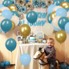 Ballons Anniversaire Bleu Sable Blanc Or, 52 Pièces Ballon Bleu Blanc Doré, Ballons De Bleu Marine Macaron Confettis Métallisé O