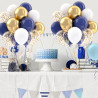 Ballons Anniversaire Bleu, 52 Pièces Ballon Bleu Et Blanc Ballon Doré, Ballons De Baudruche Bleu Marine Dorés Blanc Confettis Mé