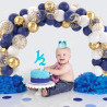 Ballons Anniversaire Bleu, 52 Pièces Ballon Bleu Et Blanc Ballon Doré, Ballons De Baudruche Bleu Marine Dorés Blanc Confettis Mé