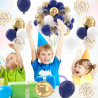 Ballons Anniversaire Bleu, 52 Pièces Ballon Bleu Et Blanc Ballon Doré, Ballons De Baudruche Bleu Marine Dorés Blanc Confettis Mé