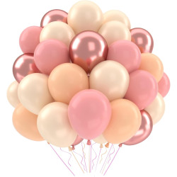 Ballons anniversaire rétro blush rose or or blanc, 50 pièces or rose poussiéreux ballons de baudruche hélium latex ballon pour f