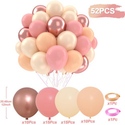 Ballons anniversaire rétro blush rose or or blanc, 50 pièces or rose poussiéreux ballons de baudruche hélium latex ballon pour f