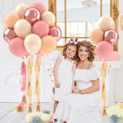 Ballons anniversaire rétro blush rose or or blanc, 50 pièces or rose poussiéreux ballons de baudruche hélium latex ballon pour f
