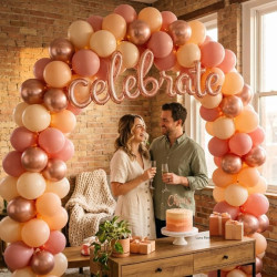 Ballons anniversaire rétro blush rose or or blanc, 50 pièces or rose poussiéreux ballons de baudruche hélium latex ballon pour f
