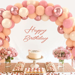 Ballons anniversaire rétro blush rose or or blanc, 50 pièces or rose poussiéreux ballons de baudruche hélium latex ballon pour f