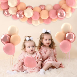 Ballons anniversaire rétro blush rose or or blanc, 50 pièces or rose poussiéreux ballons de baudruche hélium latex ballon pour f