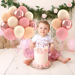 Ballons anniversaire rétro blush rose or or blanc, 50 pièces or rose poussiéreux ballons de baudruche hélium latex ballon pour f