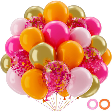 Ballon rose et orange-qifu ballon rose or et orange helium ballons anniversaire pour decoration anniversaire fille enfant femmes