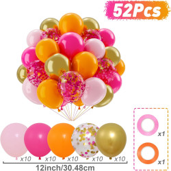 Ballon rose et orange-qifu ballon rose or et orange helium ballons anniversaire pour decoration anniversaire fille enfant femmes