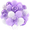 Ballons Violet Clair Blanc Anniversaire, 52 Pièces Ballon Violet Pastel Decoration, Ballon De Baudruche Transparent Confettis Li