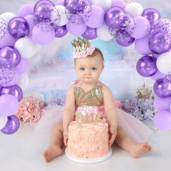 Ballons Violet Clair Blanc Anniversaire, 52 Pièces Ballon Violet Pastel Decoration, Ballon De Baudruche Transparent Confettis Li