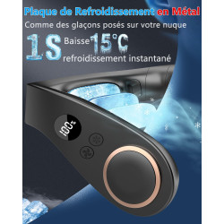 Kouric Ventilateur de Cou Climatiseur Mobile, Ultra-Silencieux, Affichage LED, 3 Niveaux de Refroidissement(15℃/20℃/25℃), Batter