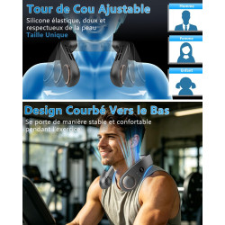 Kouric Ventilateur de Cou Climatiseur Mobile, Ultra-Silencieux, Affichage LED, 3 Niveaux de Refroidissement(15℃/20℃/25℃), Batter