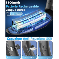 Kouric Ventilateur de Cou Climatiseur Mobile, Ultra-Silencieux, Affichage LED, 3 Niveaux de Refroidissement(15℃/20℃/25℃), Batter
