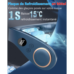 Kouric Ventilateur de Cou avec Plaque de Refroidissement,Mini Climatiseur Portable Rechargeable USB sans Palme & Mains Libres,To