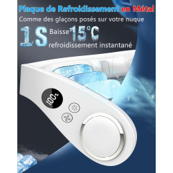 Kouric Ventilateur de Cou Climatiseur Mobile,Mini Climatiseur Portable 5500mAh Rechargeable USB Sans Pale & Mains Libres,Neck Fa