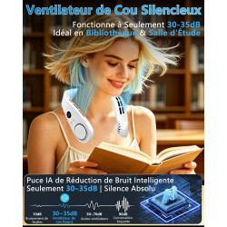 Kouric Ventilateur de Cou Climatiseur Mobile,Mini Climatiseur Portable 5500mAh Rechargeable USB Sans Pale & Mains Libres,Neck Fa
