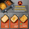 PORTENTUM Papier cuisson air fryer - 100 pièces Food-Grade sans BPA, 22×14 cm rectangulaire, compatible friteuses doubles type N