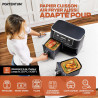 PORTENTUM Papier cuisson air fryer - 100 pièces Food-Grade sans BPA, 22×14 cm rectangulaire, compatible friteuses doubles type N
