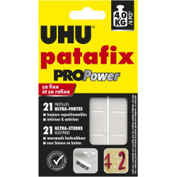 UHU Patafix ProPower - Pastilles Adhésives Prédécoupées - Fixation Ultra Forte Jusqu'à 4 Kg - Testées Sous Contrôle Dermatologiq