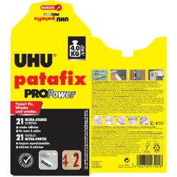 UHU Patafix ProPower - Pastilles Adhésives Prédécoupées - Fixation Ultra Forte Jusqu'à 4 Kg - Testées Sous Contrôle Dermatologiq