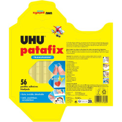 UHU Patafix - Pastilles Adhésives Prédécoupées - Fixation Rapide et Propre - Fixation invisible - Transparentes - 56 Pastilles A