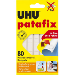 UHU Patafix - Pastilles Adhésives Prédécoupées - Fixation Rapide et Propre - Testées Sous Contrôle Dermatologique - Blanches - 8