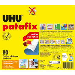 UHU Patafix - Pastilles Adhésives Prédécoupées - Fixation Rapide et Propre - Testées Sous Contrôle Dermatologique - Blanches - 8