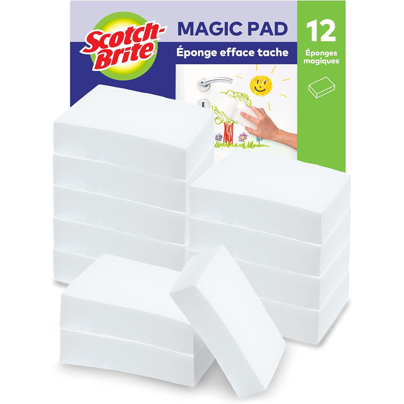 Scotch-Brite Éponge Magique en Melamine de Nettoyage, 12 par lot - Gomme Magique Pour Éliminer les Taches et les Saletés Tenaces