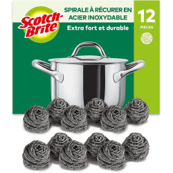 Scotch-Brite Éponge à Récurer en Acier Inoxydable, 12 Pièces - Résistants à la Rouille, Nettoyage Puissant et Efficace, Argenté
