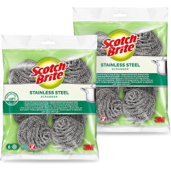 Scotch-Brite Éponge à Récurer en Acier Inoxydable, 12 Pièces - Résistants à la Rouille, Nettoyage Puissant et Efficace, Argenté
