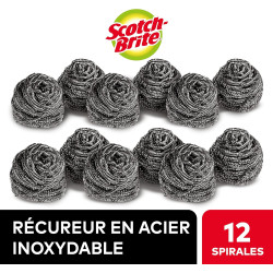 Scotch-Brite Éponge à Récurer en Acier Inoxydable, 12 Pièces - Résistants à la Rouille, Nettoyage Puissant et Efficace, Argenté