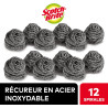 Scotch-Brite Éponge à Récurer en Acier Inoxydable, 12 Pièces - Résistants à la Rouille, Nettoyage Puissant et Efficace, Argenté