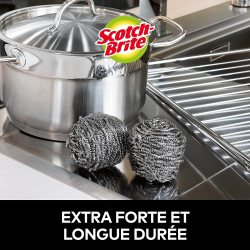 Scotch-Brite Éponge à Récurer en Acier Inoxydable, 12 Pièces - Résistants à la Rouille, Nettoyage Puissant et Efficace, Argenté
