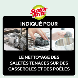 Scotch-Brite Éponge à Récurer en Acier Inoxydable, 12 Pièces - Résistants à la Rouille, Nettoyage Puissant et Efficace, Argenté