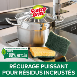 Scotch-Brite Classic Éponge à Récurer en Cellulose non Rayante - 3 Pièces - Tampon à Récurer Très Absorbant Indiqué pour les Tâc