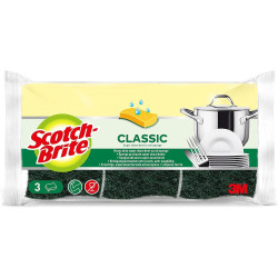 Scotch-Brite Classic Tampon à récurer, 3 éponges par pack - Pour le nettoyage de cocottes en fonte, poêles, brûleurs, outils de 