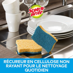 Scotch-Brite Delicate Éponge à Récurer en Cellulose non Rayante , 10 Pièces - Tampon à Récurer Très Absorbant Indiqué pour les T