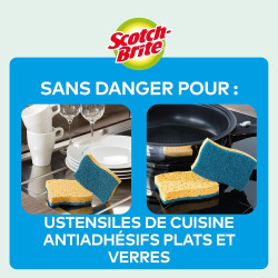 Scotch-Brite Delicate Éponge à Récurer en Cellulose non Rayante , 10 Pièces - Tampon à Récurer Très Absorbant Indiqué pour les T
