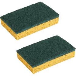 Spontex - Gratte-Eponge Stop-Graisse - 2 éponges grattantes vertes protection anti-graisse
