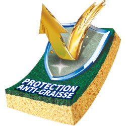 Spontex - Gratte-Eponge Stop-Graisse - 2 éponges grattantes vertes protection anti-graisse
