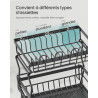 SONGMICS Égouttoir à Vaisselle, 2 Niveaux, Organisateur de Plan de Travail, Bec Rotatif à 360° et Extensible, Bac d’Égouttement,