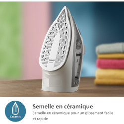 Philips fer à repasser Série 2000 - Puissance Fer à Vapeur 2000W, Effet Pressing 110g, Débit Vapeur Continue 25 g/min, Semelle e