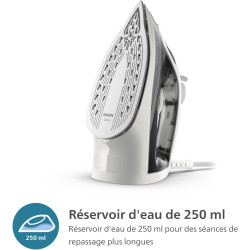 Philips fer à repasser Série 2000 - Puissance Fer à Vapeur 2000W, Effet Pressing 110g, Débit Vapeur Continue 25 g/min, Semelle e