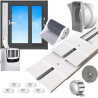 160cm kit fenêtre climatiseur mobile Longueur réglable 66-160cm avec Adapt Universel 13/15cm 1 m Filtre DIY & Joint pour Climati